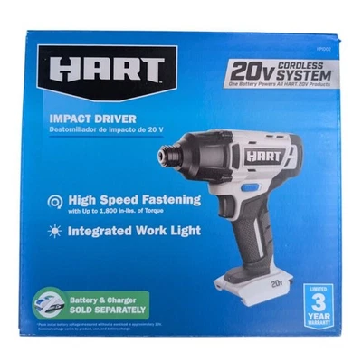 HART 20V Cordless 1/4" Impact Driver Tool Only LED Onboard Worklight NEW in Box - Image 1 of 4