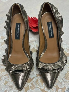 Jerome Dreyfuss-Women-Gold Metalic leather heel Dress shoes.Sz-6M.Eur-37-France- - Picture 1 of 17
