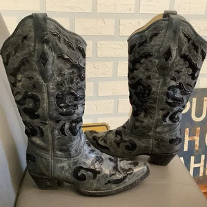 Corral Damen-Cowboystiefel Größe 6,5 M Carmen A1065 schwarz grau Pailletten-Einlage Leder - Bild 1 von 17