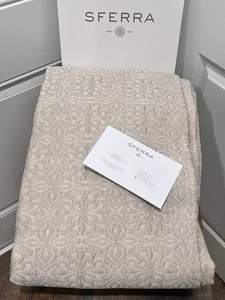 $835 Sferra Veroli Khaki KING Coverlet Italian Spun Cotton Textured Tile Motif - Picture 1 of 15