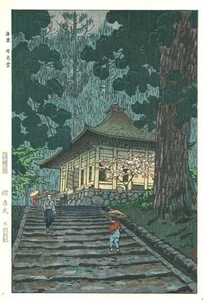 Shiro Kasamatsu - KONJIKIDO SHRINE - Woodblock Print Kawase Hasui Ukiyo-e - Picture 1 of 5
