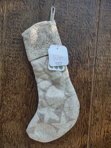 Küstenstrümpfe Neu mit Etikett Sigrid Olsen Home 22" Muscheln Strand elfenbein hellbraun - Bild 1 von 3