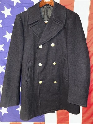 Oficial Naval de los Estados Unidos 1976 Uniforme Lana Chaquetón Frigorífico Botones Dorados EE. UU. 38R Foto 1 de 4