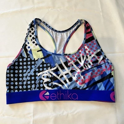 Ethika sports bra women’s size XL blue purple soft stretchy colorful - Image 1 of 4