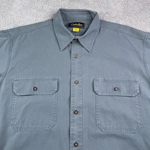 Cabelas Shirt Mens Large Grey Canvas Roughneck Rugged Short Sleeve Workwear - Picture 1 of 11