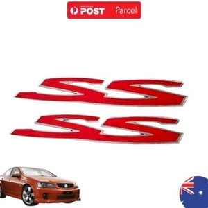 RED Chrome Side SS Badge Pair Emblem Holden Commodore VE VF SS Sedan Wagon Ute - Picture 1 of 4