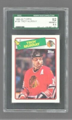 1988 TOPPS HOCKEY #106  TROY MURRAY  SGC 8.5 NM/MT+  HIGHEST POP 2  BLACKHAWKS   - Image 1 of 2