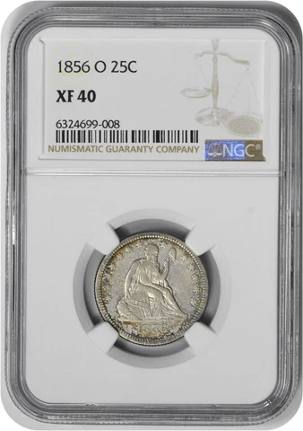 1856-O Liberty Seated Silver Quarter EF40 NGC Cover
