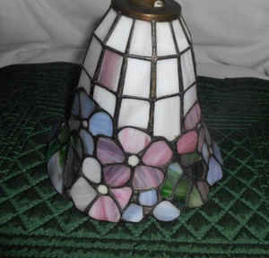 6" TIFFANY STYLE STAINED GLASS COLORFUL FLORAL SHADE, SHADE ONLY - Picture 1 of 6