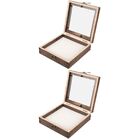 2 Sets Glass Insect Specimen Box Display Cube Wood Showcase Jewelry