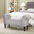 Bedroom Crushed Velvet End Bed  Bench Chaise Lounge Window Seater Armed Pouff