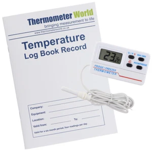 Temperature Log Book with Digital Max Min Fridge Freezer Thermometer - IN-182 - Picture 1 of 7
