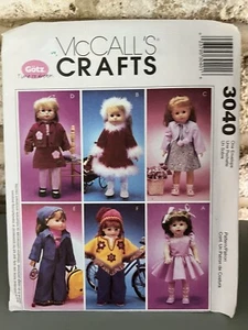McCall's 18" Doll Clothes Sewing Pattern 3040 Ballerina Dress Poncho Hat Shrug - Picture 1 of 1