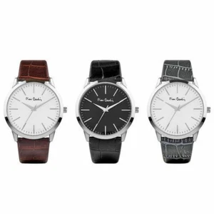 Herren Uhr PIERRE CARDIN Solo Tempo Lederarmband Edelstahlgehäuse 3 ATM - Picture 1 of 4