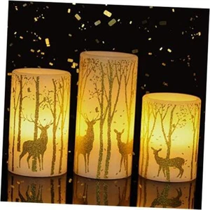  Flickering Flameless Candles Battery Operated with 6 Hours Timer, Real Deer - Picture 1 of 7
