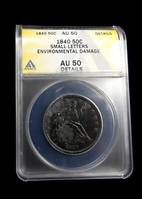 1840 Seated Liberty Silver Half Dollar. Small Letters. ANACS Certified AU 50 Det - Image 1 of 4