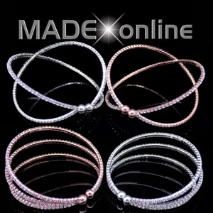 Sprung Cuff Bracelet, Rose Gold or Silver Plated, Small Stone Size - Picture 1 of 15