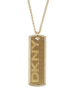Donna Karen DKNY Gold Tone Pendant Necklace Branded Drawstring Bag and Gift Box - Picture 1 of 2