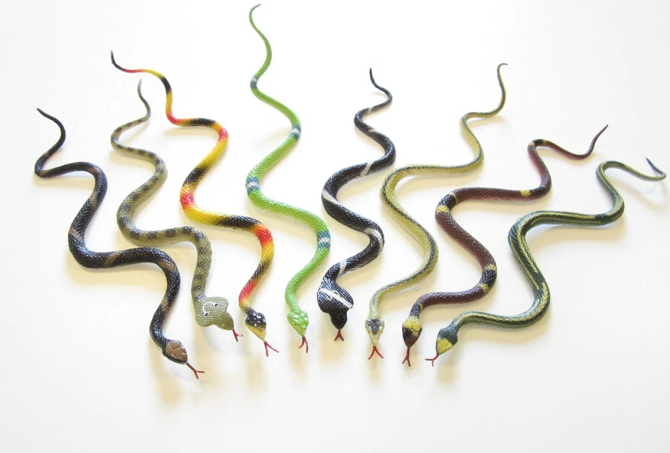 36 Rain Forest Rubber Snakes 14" Toy Reptile Fake Jungle Snake With Tongue