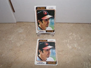 LOTE DE 2 QUILATES DE TARJETAS TOPPS BROOKS ROBINSON 1974 HOF83 #160 - Imagen 1 de 1