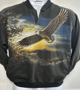 Vintage Art Unlimited Sweatshirt Herren M Black Eagle Natur USA 90s doppelseitig - Bild 1 von 11