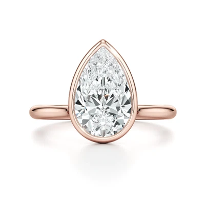 Rose Gold Diamond Ring Pear 1.20 Carat IGI GIA Lab Grown 14K Band Size 5 6.5 7 8 - Image 1 of 4