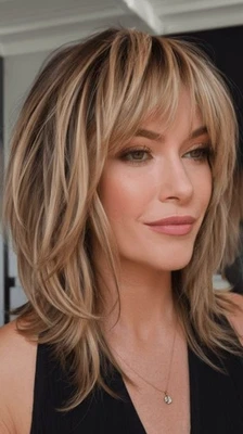 Balayage Golden Brown with Dark Blonde Highlight Human Hair Lace Front Wigs - Image 1 of 3