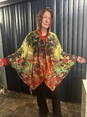 Artisan Shawl Womens One Size Multicolor Abstract Wrap Cape With Carrying Pouch - Image 1 of 4