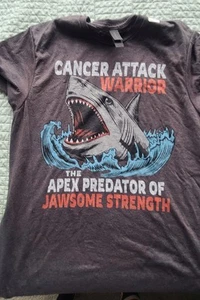 Gildan cancer Attack Warrior Tshirt With Shark - Picture 1 of 4