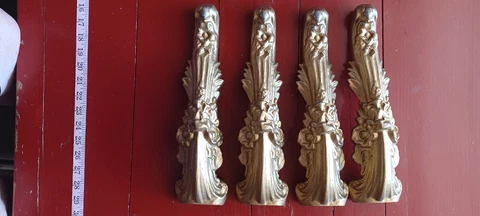 Set Of 4 Victorian Rococo Gold Cast Iron Chair Table Footstool Legs 14 Inches Ea Cover