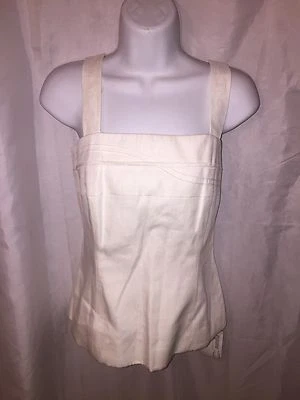 Nuevo con etiquetas Louis Féraud Talla 12 LINO BLANCO Corsé Estilo Crop Top $498 Foto 1 de 4