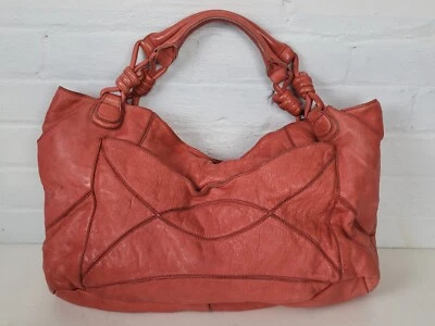 Lucky Brand винтажный очень большой XL плеча шагреневой кожи Дамская сумка коралловый красный - Изображение 1 из 4