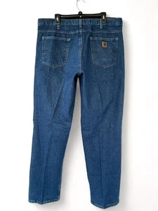 Carhartt Jeans Men's 40X32 Blue Denim Relaxed Fit Straight Work Pants B113DST - Picture 1 of 6
