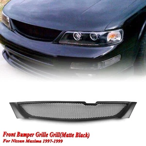 Parrilla de malla de parachoques delantero central para Nissan Máxima 1997-1999 negro mate - Imagen 1 de 13