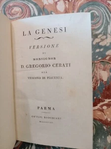 Cerati Genesi Parma Bodoni 1807 Vecchio testamento Bibbia Piacenza - Picture 1 of 9