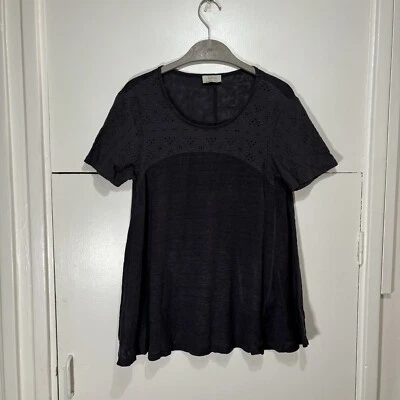 Wrap London Top Navy 100% Linen Crochet Short Sleeve Women’s UK 8 US 4 - Image 1 of 4