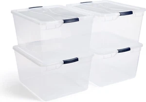 Cleverstore 74 Quart Latching Plastic Storage Containers with Lids for Office an - Picture 1 of 12