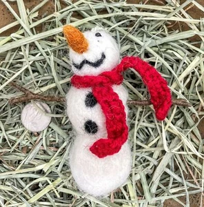 Arte Popular Primitivo Hecho a Mano Lana de Feltro Navidad Hombre de Nieves con Adornos de Bufanda - Imagen 1 de 6