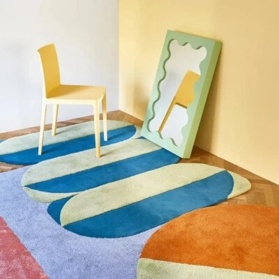 Irregular Shape Kids Tufted Rug, Modern Hand-Tufted Wool Handmade Area Rug - Image 1 of 4