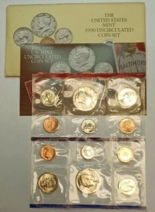 1990 US Mint 10 Coin Uncirculated Set Complete Philadelphia & Denver OGP & COA - Picture 1 of 1