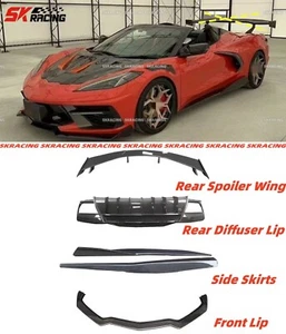 Carbon Fiber Front Rear Lip Side Skirts BodyKit For Chevrolet Corvette C8 2020+ - Picture 1 of 18