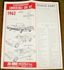 JO-HAN "1962 Dodge Dart Convertible" 3-n-1 Original Model Car Instruction sheet 