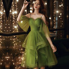 Lady Mesh Layered Dress Lolita Fairy Princess Party Prom Ball Evening Gown Green
