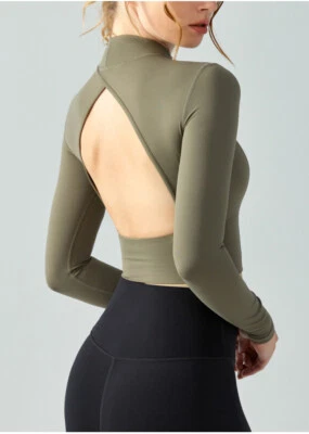 Top de yoga transpirable y ligero con cuello alto y diseño sin espalda Foto 1 de 4