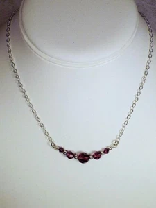 COLLAR CYNTHIA LYNN "CELEBRAR" PLATA SWAROVSKI FEBRERO PIEDRA NACIMIENTO - Imagen 1 de 1