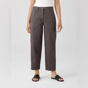 Eileen Fisher Barrel Brown Garment-Dyed Utility Cotton Arch Pant Large - Picture 1 of 8