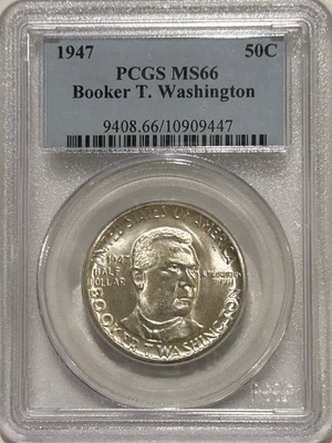 1947 P Booker T Washington Silver Half Dollar PCGS MS66 - Image 1 of 4