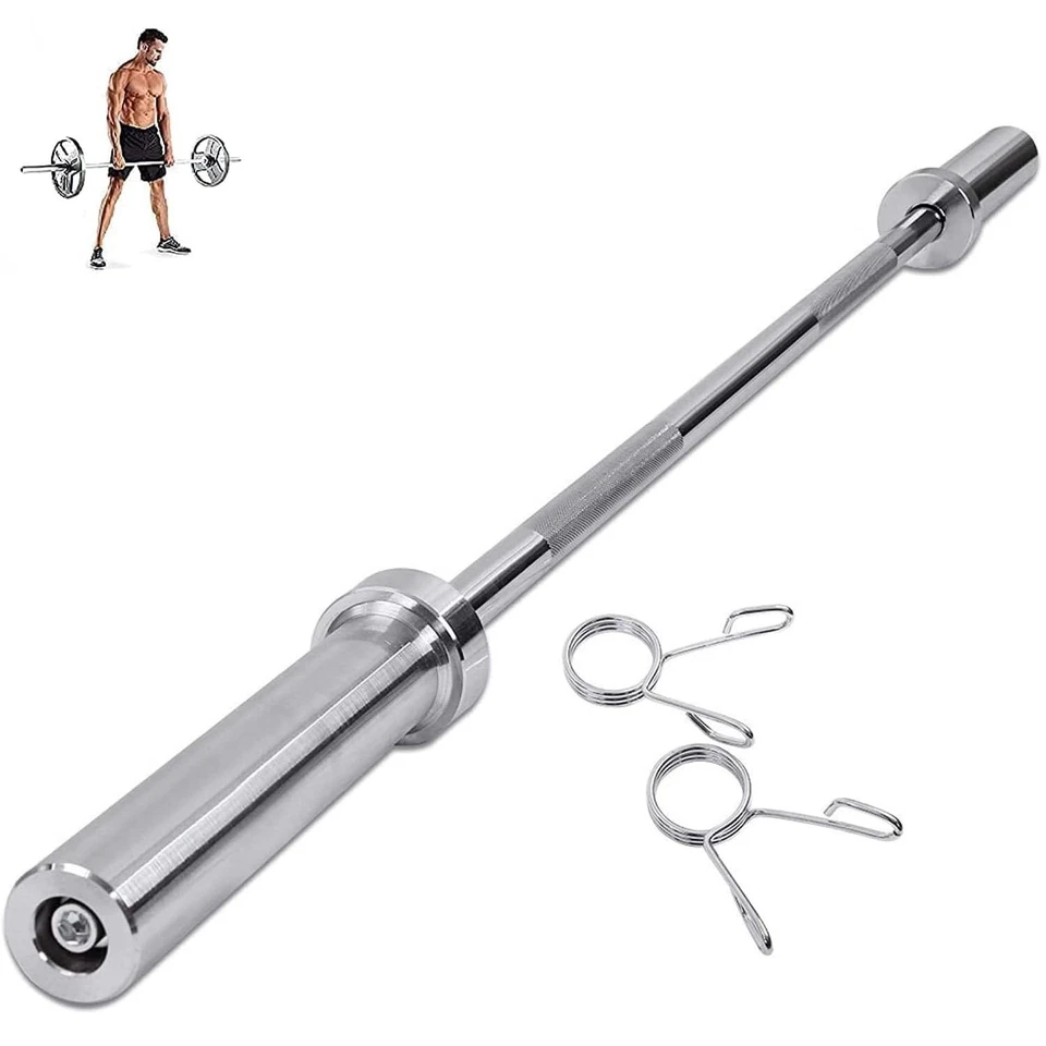 uyoyous 4FT Barbell Bar Solid Threaded Chrome Straight Bar with 2 inch Center...