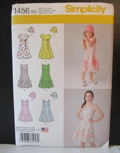 Simplicity Pattern 1456 Girls Dress & Hat Size 7-14 Bodice Variations Uncut New - Picture 1 of 14