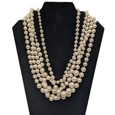 Collar Hamaca J.CREW Perla Retorcida Mujer Capas Imitación Peral Multi Hilo 20" Foto 1 de 4